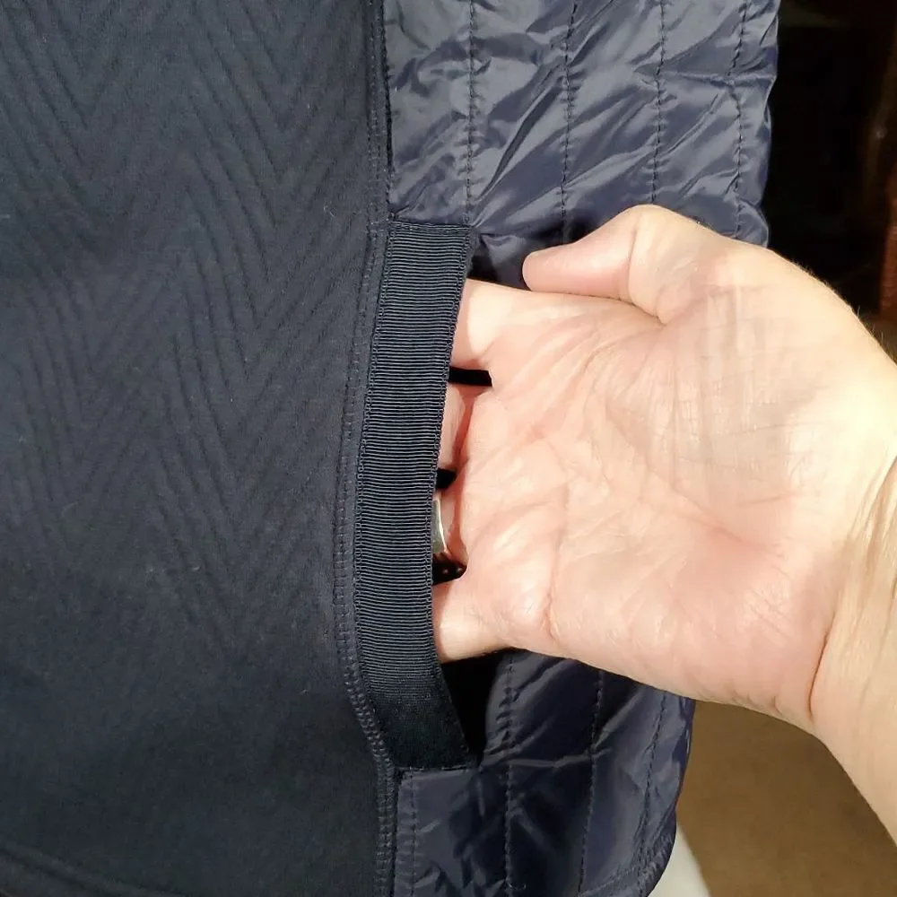 NWT Talbots Navy Blue Zip Vest. Sherpa Lines, Quilted side panes and back yolk. - Picture 3 of 12